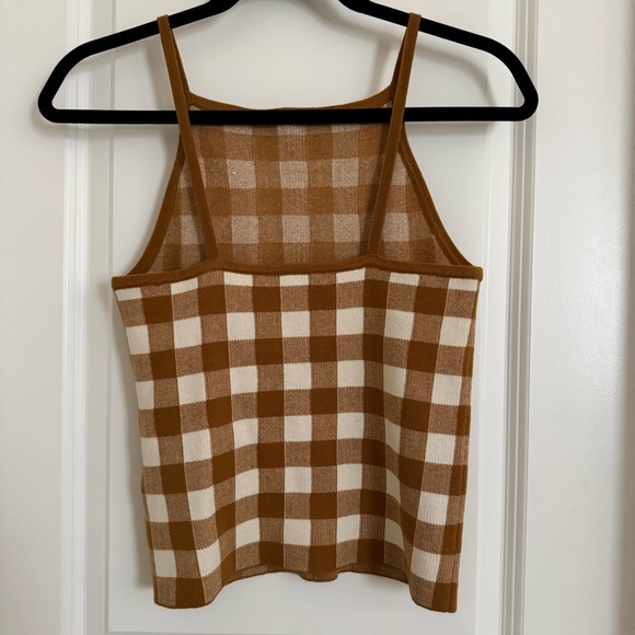 NWT Madewell Mustard Brown and Cream Gingham Camisole, XS - Picture 2 of 9